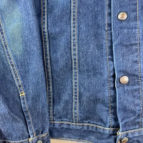 Levis Jacket Mens Extra Large Easy Rider Denim Medium Wash Trucker XL Biker Logo - Picture 6 of 16